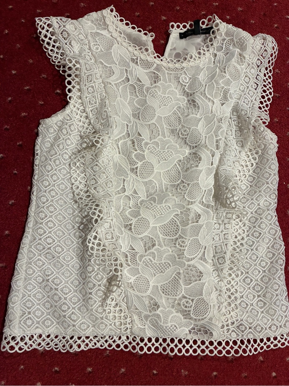 WHBM Women’s White Lace Flutter Sleeve Top 6